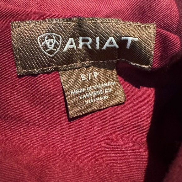 Ariat Western Shirt Men's Small P Burgundy Button‎ Down Long Sleeve Cowboy Rodeo - Picture 5 of 8